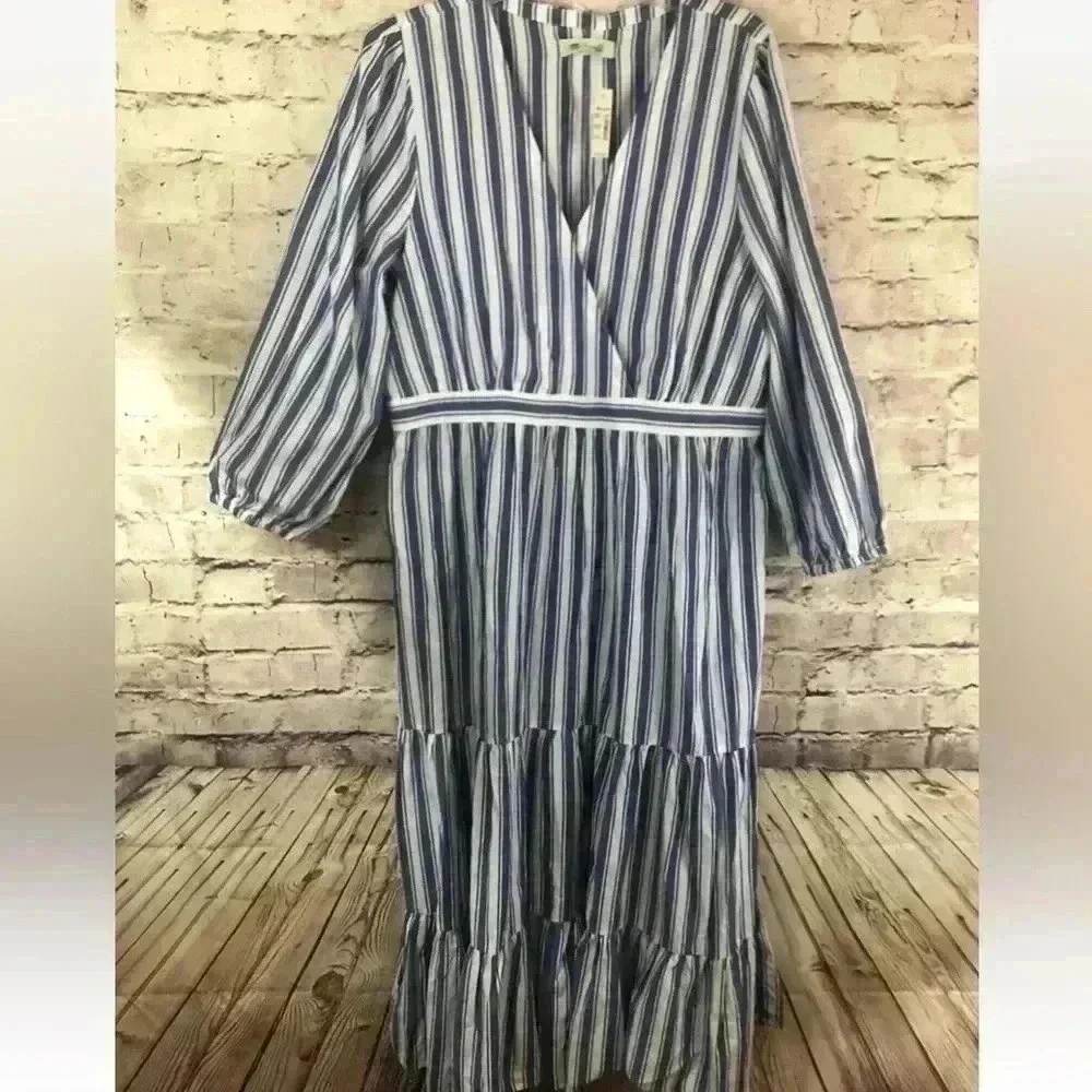 Madewell Striped Tiered Maxi Size 16 Plus Size NWT. Condition is New with tags - Picture 2 of 8